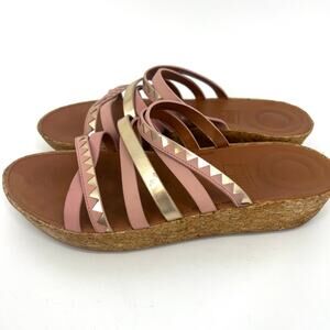 Fitflop Fit Flop Zigzag Mirror Slide Cork Wedge  U.S. Women's Size 8